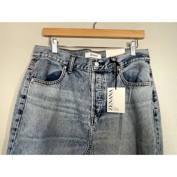 NWT ZENANA Women's Size 29 High Rise Wide Leg Dad Jean Distressed Raw Hem NEW‎ - Picture 2 of 11